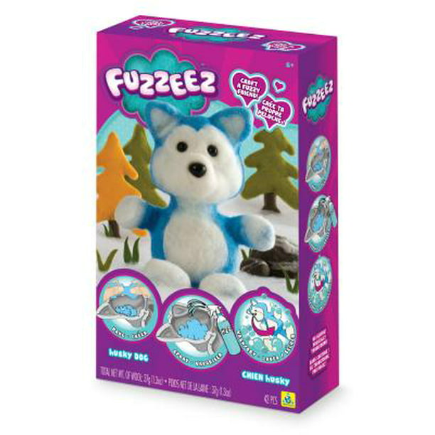 Orb Factory Fuzzeez Chien Husky Fuzzy Fun Craft Kit Play with Pet Animal Gift! 